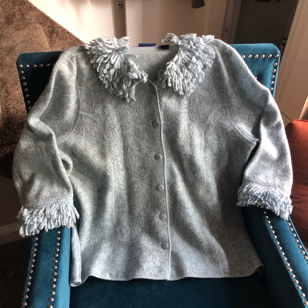 Elegant Wool cardigan sweater with embellishment